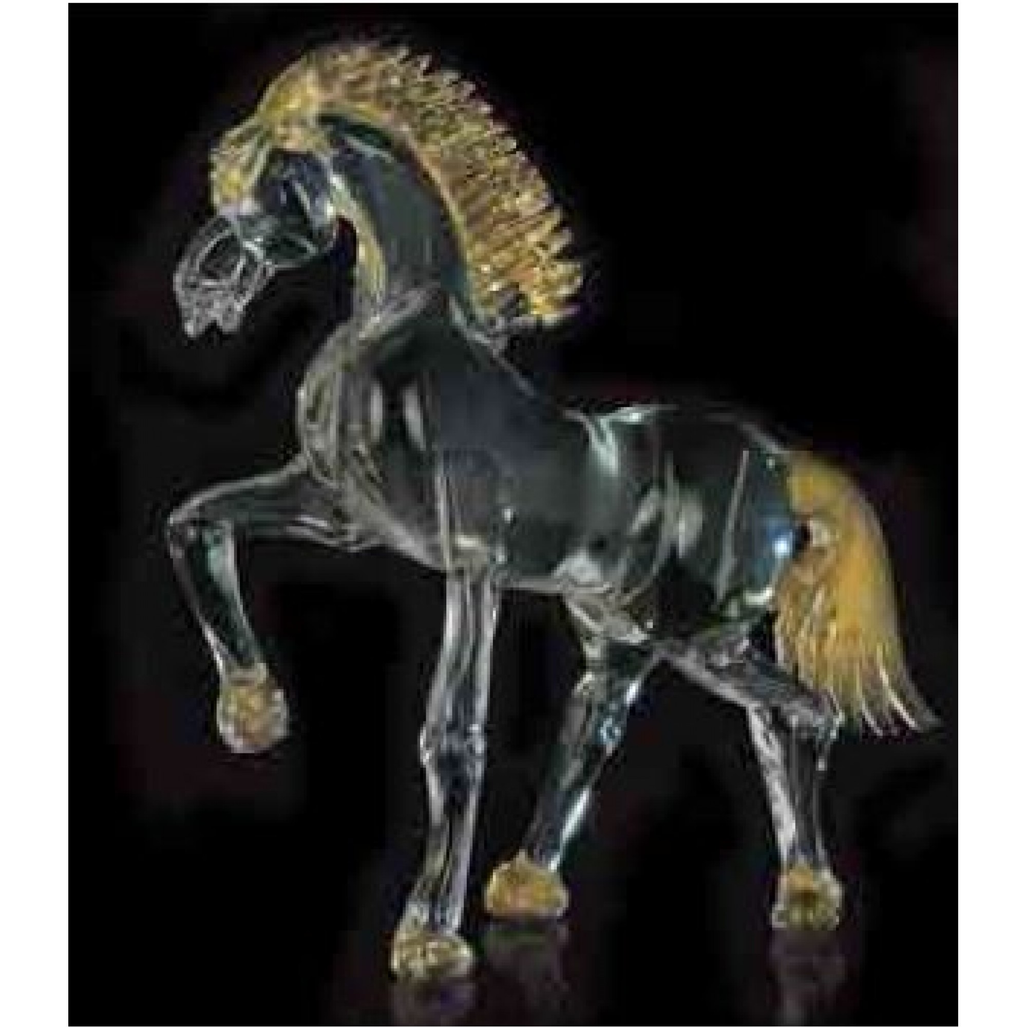 HORSE H:29cm L:26cm CRYSTAL GOLD - Murano Dekoratif Obje -  