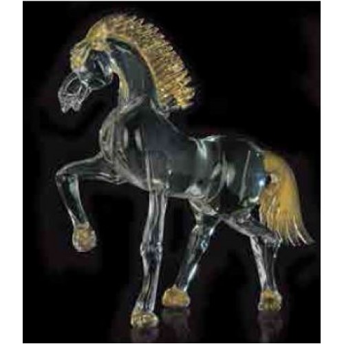 HORSE H:29cm L:26cm CRYSTAL GOLD
