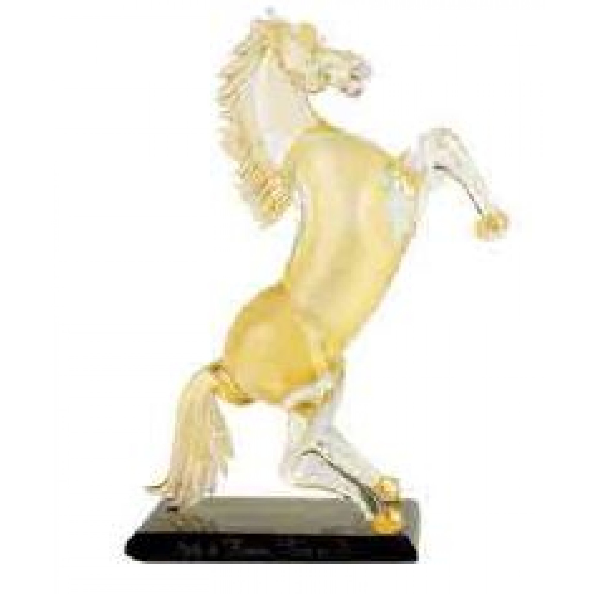 Medium Horse All Gold,With BLACK/GOLD BASE - Murano Dekoratif Obje -  