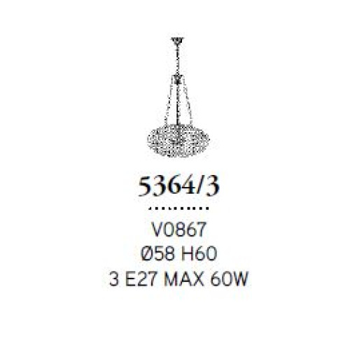 SOFFIATI SARKIT 3L V0867 Ø58X60 CM E27 3X60W